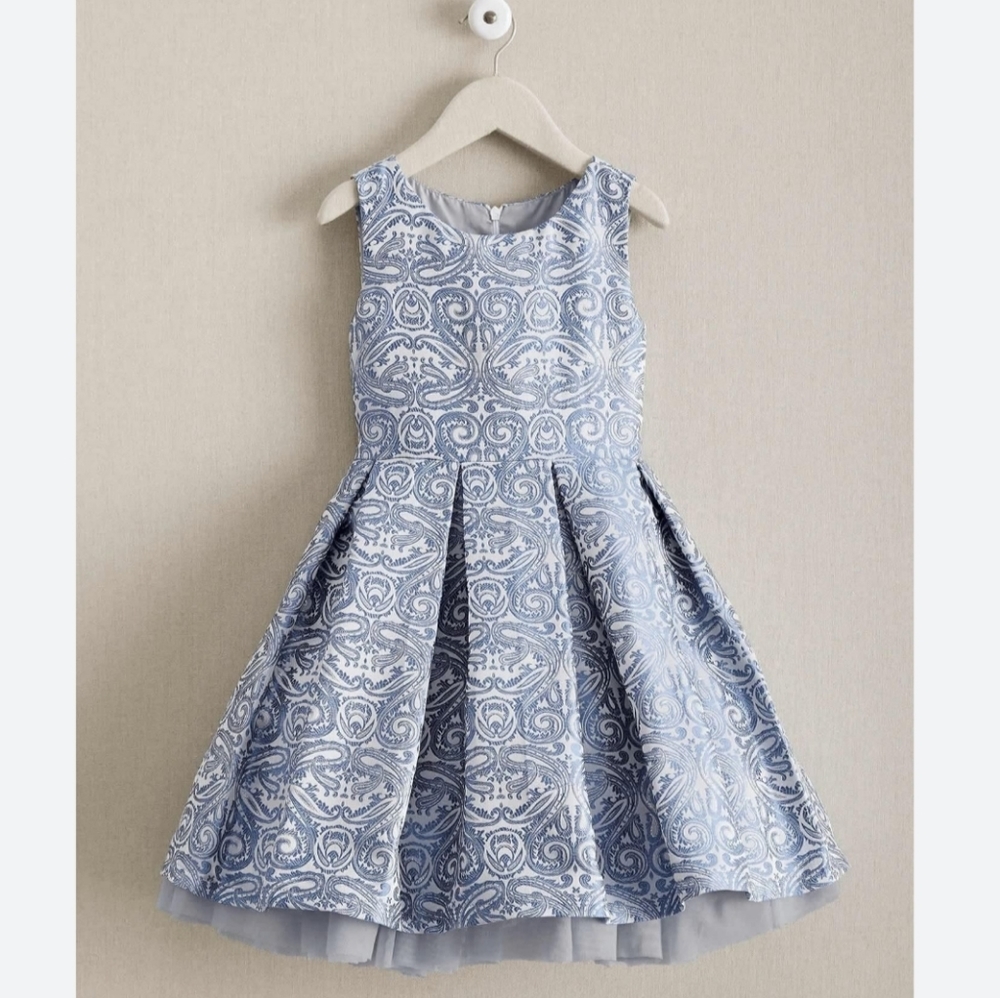 Chasing fireflies pastel pink scroll brocade dress 10 - Picture 3 of 6